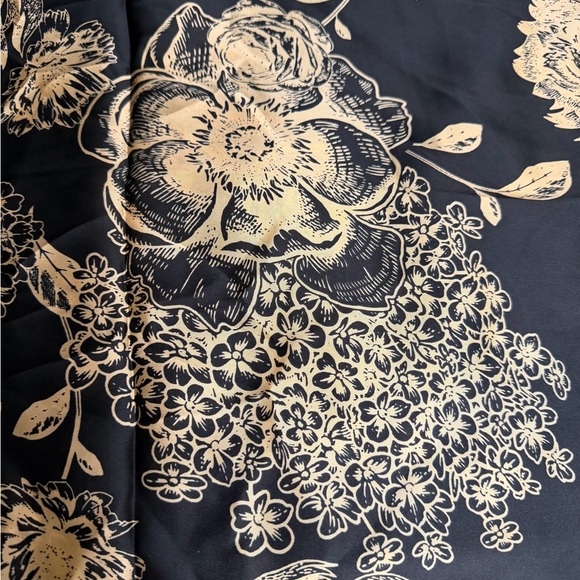 Floral Print Fabric in Black and Cream - Picture 3 of 5